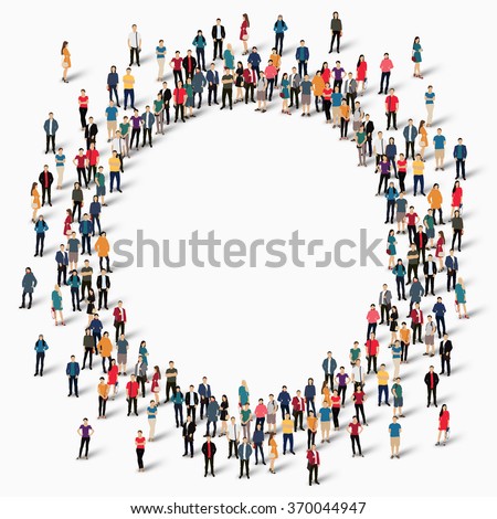 Large group of people in the shape of  circle . Vector illustration.