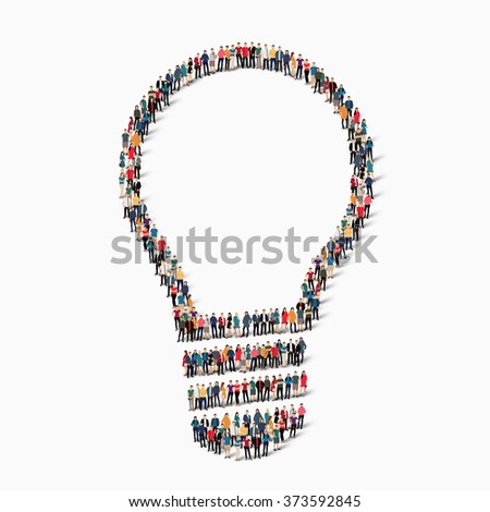 A large group of people in the form of lamp . Vector illustration.