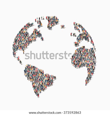 A large group of people in the shape of a globe. Vector illustration
