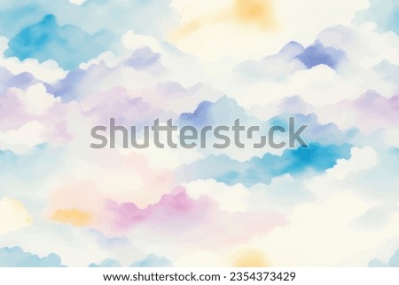 Watercolor cloud seamless pattern.Beautiful watercolor could seamless pattern for Background,texture and abstract wallpaper.Dawn or Twilight Colorful could seamless pattern design for sky decoration.