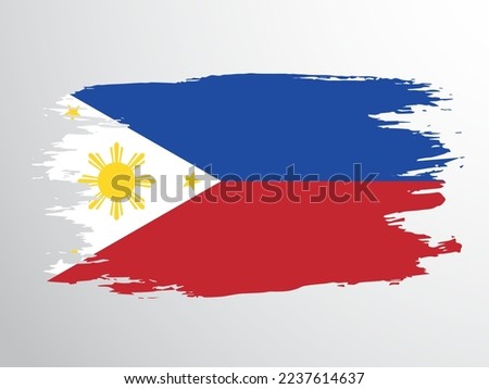 Philippine flag painted with a brush. Philippines flag vector.