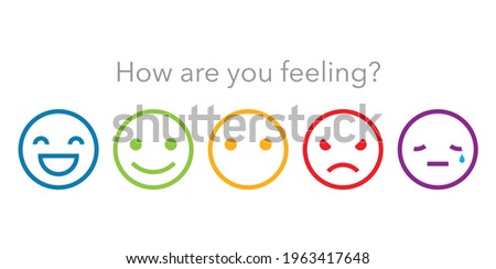 Graphic feeling icon to rate sign of mental illness with question 
