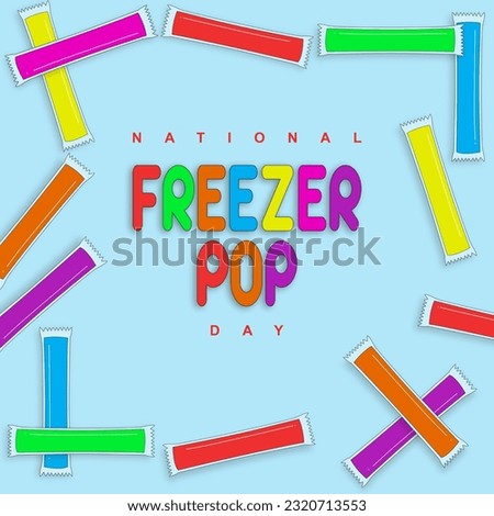 National Freezer Pop Day on July 8 with blue background, freezer pop and shadows vector. In the heat of summer, National Pop Freezer Day brings sweet relief!