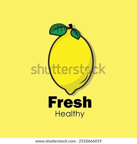 Yellow Fresh Lemon Vector Flat Design