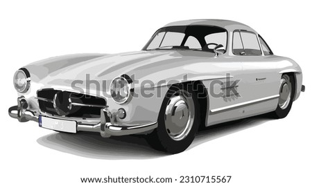 classic car shiny symbol style logo sign collection Mercedes Benz 300 sl icon design vector template