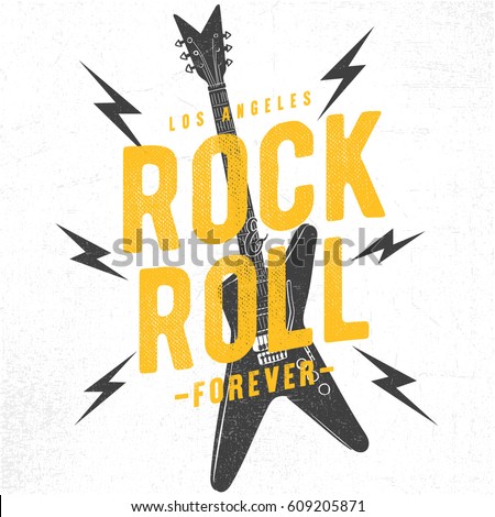 Rock festival poster. Rock and Roll sign. Slogan graphic 

