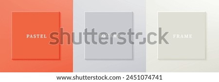 Set of abstract 3D luxry square frame border design. Collection of geometric scene for cosmetic product. Elements for design. Top view of podium or pedestal. EPS10 vector.
