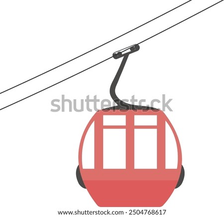 Cable car, red cabin in vector