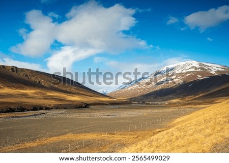 Similar – Image, Stock Photo Bright river landscape under cloudy sky with houses and buildings o city