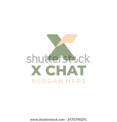 Letter X logo combination with chat icon, talk vector symbol