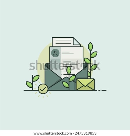 Biodata illustration, Viti curriculum File icon vector, envelope symbol