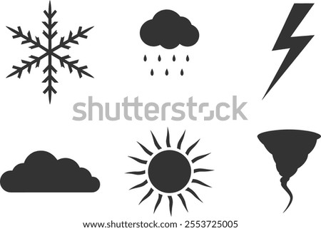 Weather silhouette icon set on white background