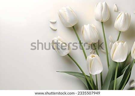 Similar – Foto Bild Blumenstrauß aus weißen Tulpen in einer Vase