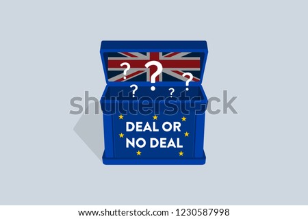Brexit Deal or No Deal - British withdrawal from the European Union. Flat vector illustration.