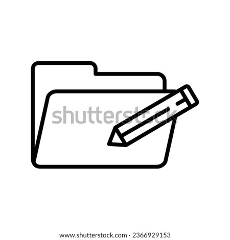 Folder with pencil symbol icon vector. Change, rename, edit icon. Folder line icon vector illustration for graphic design, UI, or digital web.