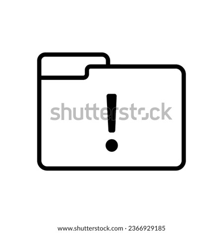 Folder with exclamation mark icon vector. Prohibited, warning sign, caution sign icon. Folder line icon vector illustration for graphic design, UI, or digital web.