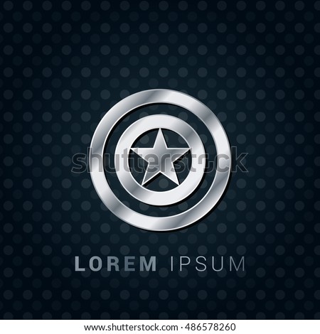 Captain America 3D Silver/Platinum/Steel Metallic Premium Icon / Logo Design