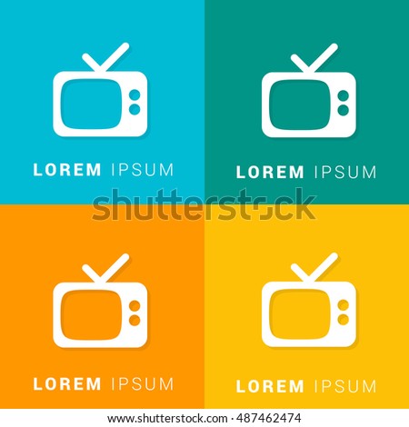 Retro TV Four Color Material Designed Icon / Logo