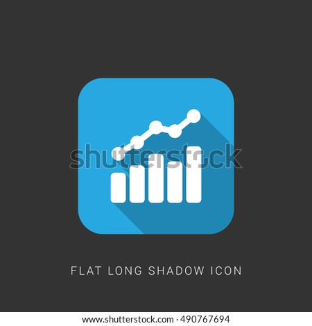 Combo Chart Flat blue long shadow Icon / Logo Design