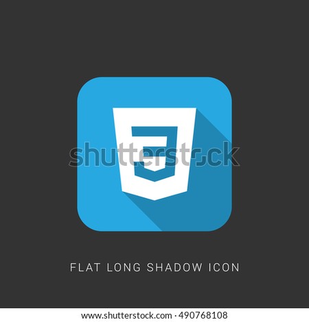 CSS3 Flat blue long shadow Icon / Logo Design