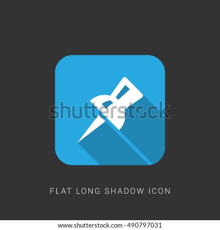 Pin Flat blue long shadow Icon / Logo Design