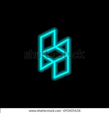 Houzz blue glowing neon ui ux icon. Glowing sign logo vector