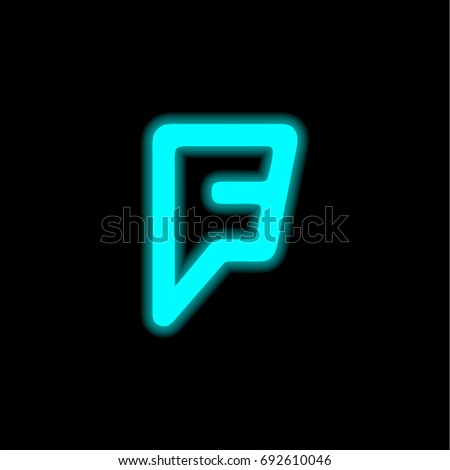 Foursquare blue glowing neon ui ux icon. Glowing sign logo vector