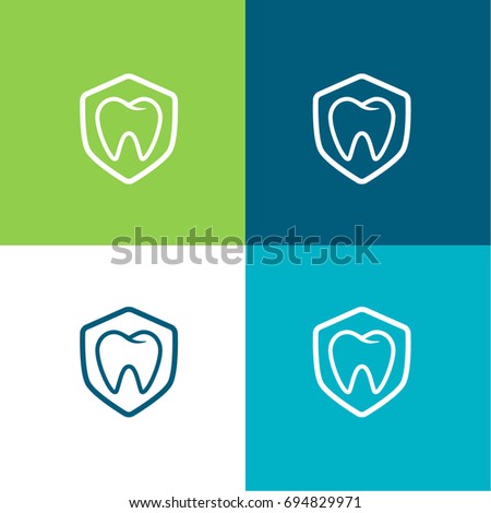 Molar inside a shield green and blue material color minimal icon or logo design