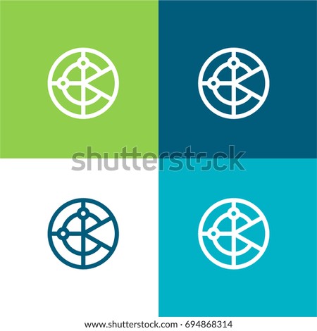 Radar green and blue material color minimal icon or logo design