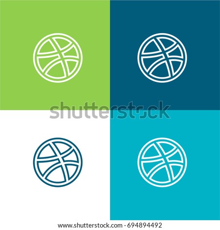 Dribbble green and blue material color minimal icon or logo design