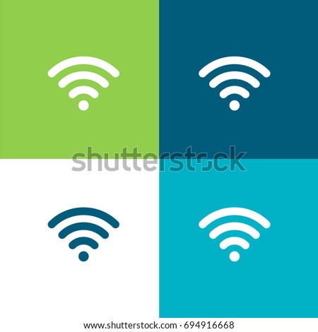 Wifi green and blue material color minimal icon or logo design