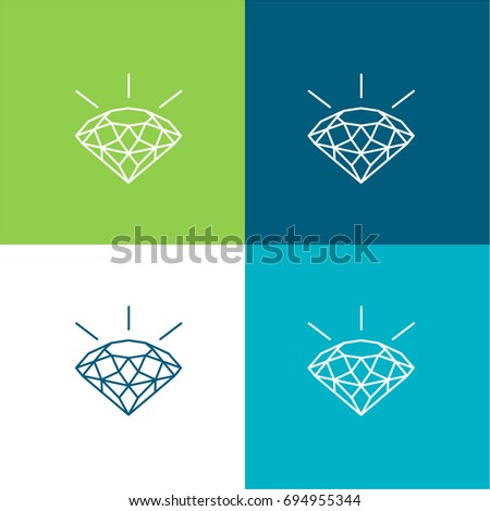 Diamond green and blue material color minimal icon or logo design