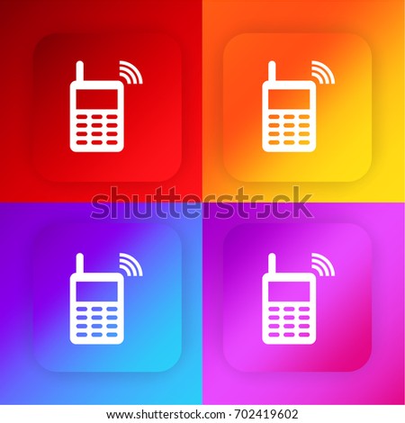 Vintage Cellphone with wifi signal four color gradient app icon set