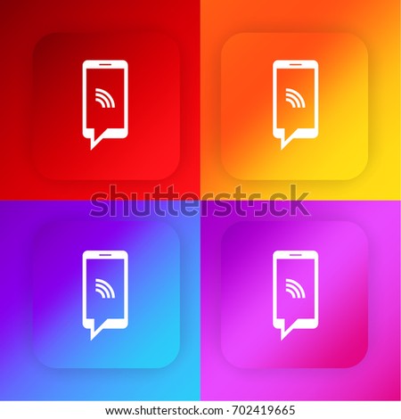 Phone chat with wifi signal four color gradient app icon set