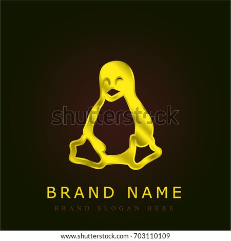 Linux golden metallic logo