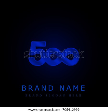 500px blue chromium metallic logo