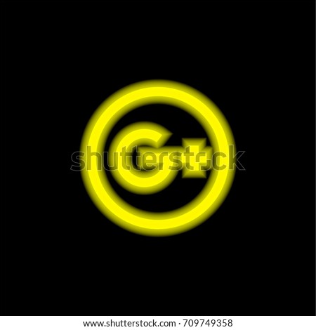 Google Plus yellow glowing neon ui ux icon. Glowing sign logo vector