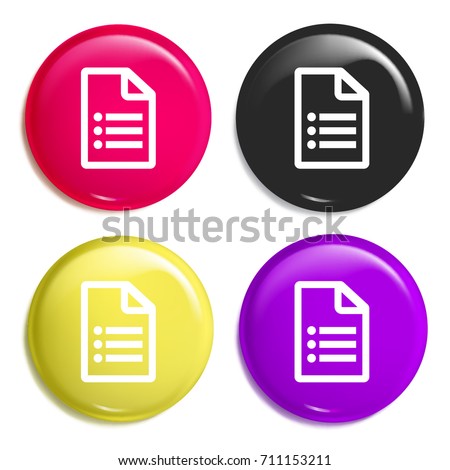Google Forms multi color glossy badge icon set. Realistic shiny badge icon or logo mockup