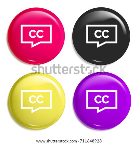Creative common multi color glossy badge icon set. Realistic shiny badge icon or logo mockup