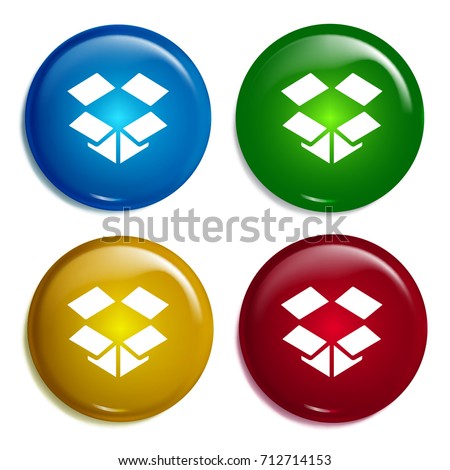 Dropbox multi color gradient glossy badge icon set. Realistic shiny badge icon or logo mockup