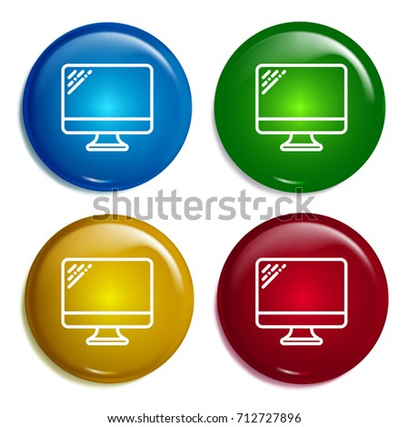 Imac multi color gradient glossy badge icon set. Realistic shiny badge icon or logo mockup
