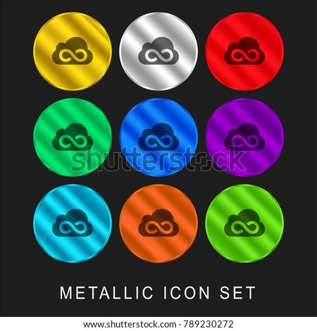 Jsfiddle logo 9 color metallic chromium icon or logo set including gold and silver