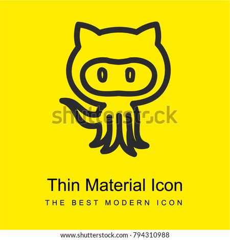 Octocat hand drawn logo outline bright yellow material minimal icon or logo design