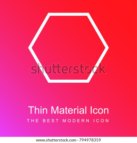 Hexagon geometrical shape outline red and pink gradient material white icon minimal design