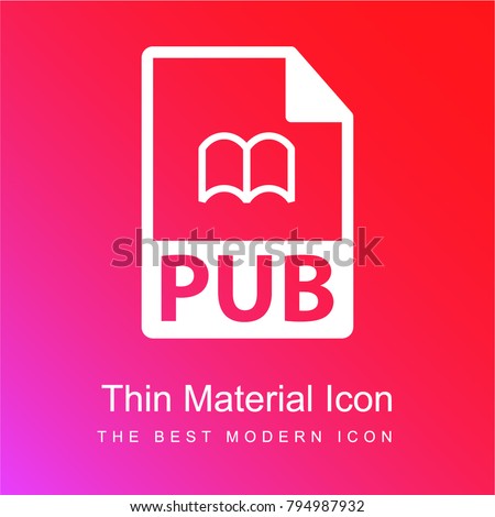 PUB file format symbol red and pink gradient material white icon minimal design