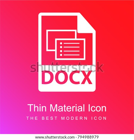 DOCX file format red and pink gradient material white icon minimal design