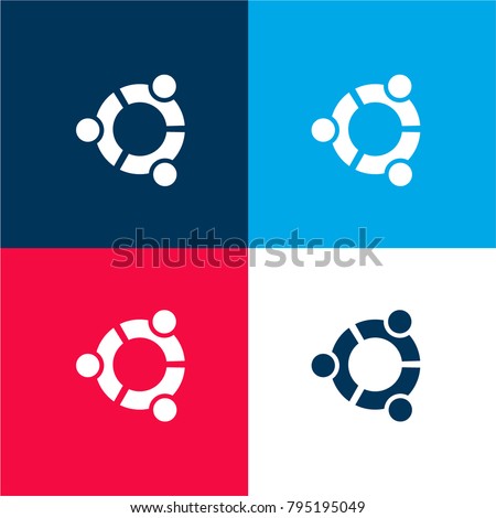 Ubuntu Logo four color material and minimal icon logo set in red and blue