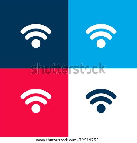 Wifi Signal four color material and minimal icon logo set in red and blue