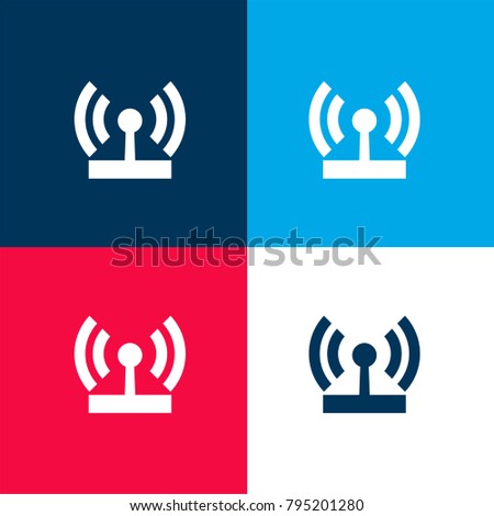 WiFi signal four color material and minimal icon logo set in red and blue
