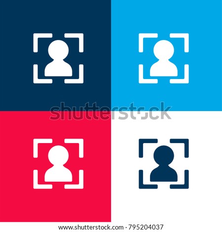 Camera portrait mode four color material and minimal icon logo set in red and blue